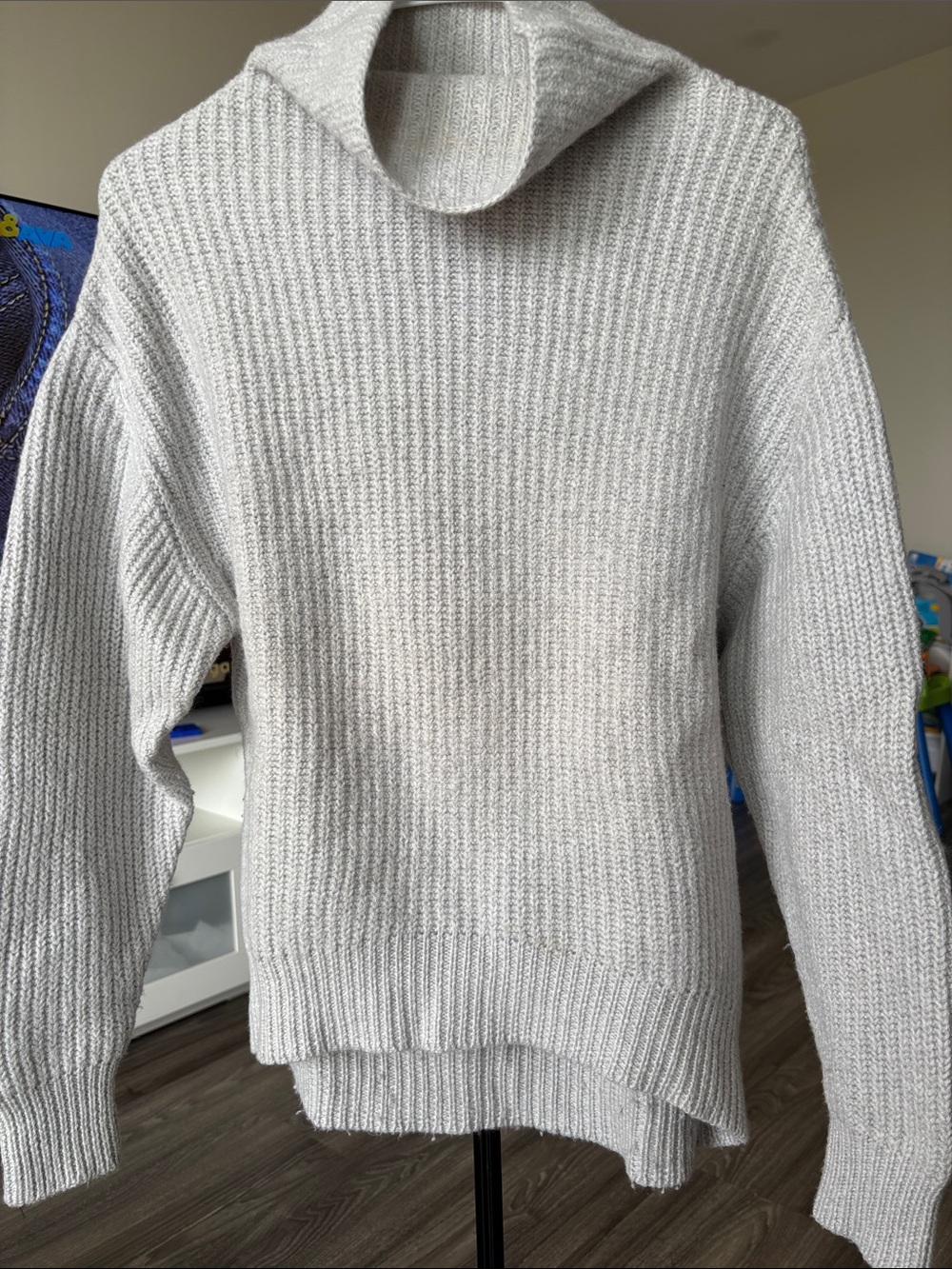 Wilfred Cream Funnel Neck Ribbed Sweater